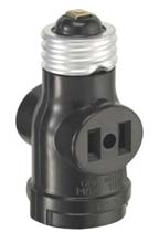 Light Bulb Sockets Outlet Adapters Pin Type Lamp Parts Leviton 1403 Single Light Socket 2 Outlet Adapter