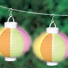 Garden Party Rice Paper Shade Battery Operated String Light Lanterns - 3 Pack