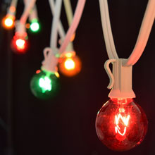 25' Red, Green, Amber Globe Lights - White C7 Strand
