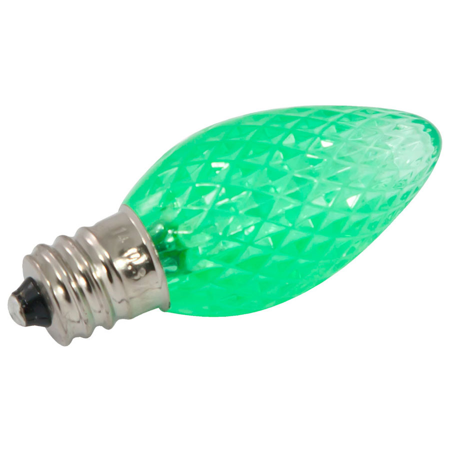 Green Faceted LED C7 Linear Light Strand Bulbs