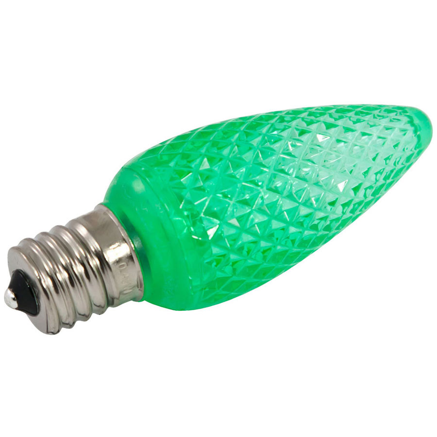 Green Faceted LED C9 Linear Light Strand Bulbs
