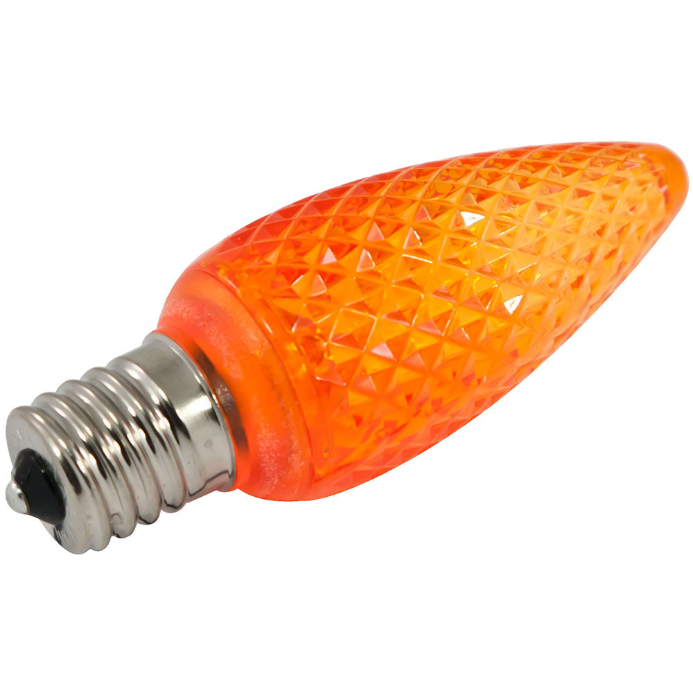 orange LED C9 faceted light bulbs