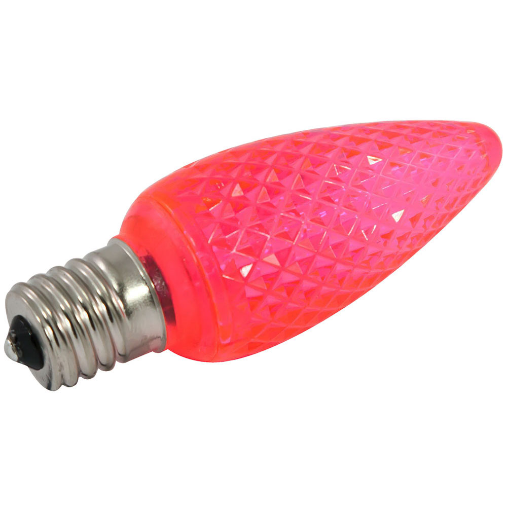 pink LED C9 faceted light bulbs