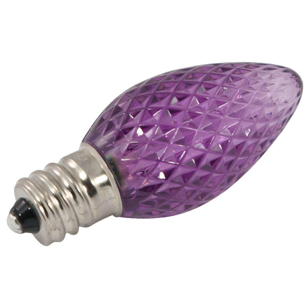 purple LED C7 faceted light bulbs