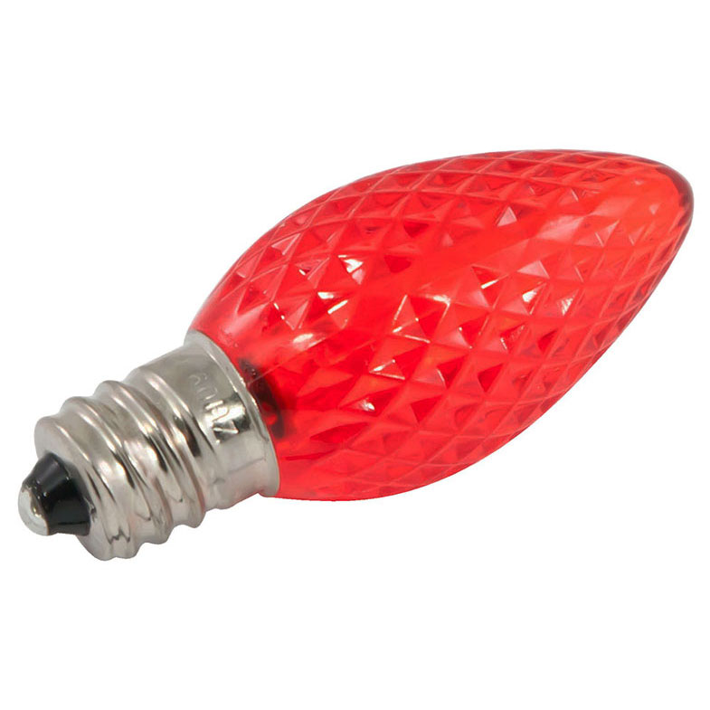 red LED C7 faceted light bulbs