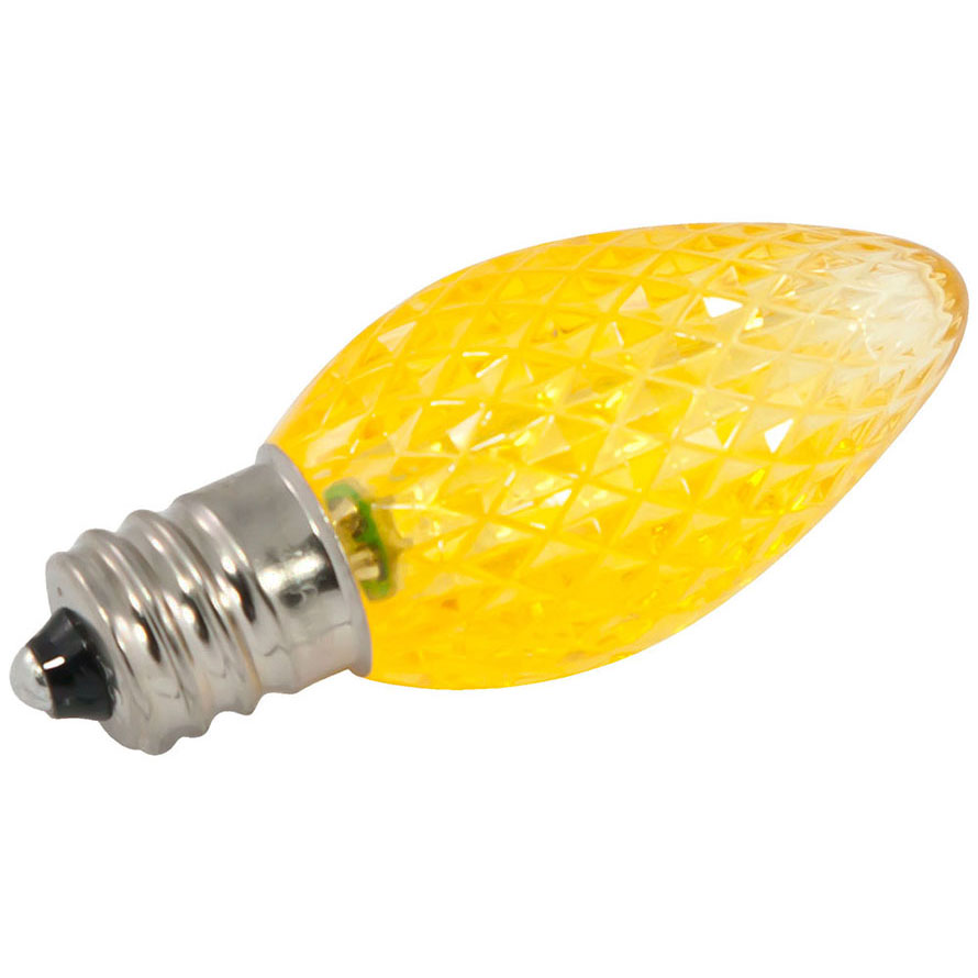 Yellow Faceted LED C7 Linear Light Strand Bulbs
