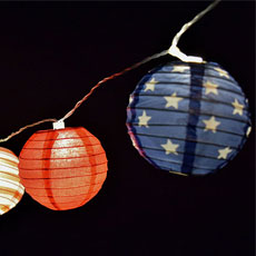 Red, White & Blue Paper Lantern Lights