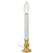 Decorative Flameless Window Candle w/ Sensor & Brass Finish Base - Clear Bulb