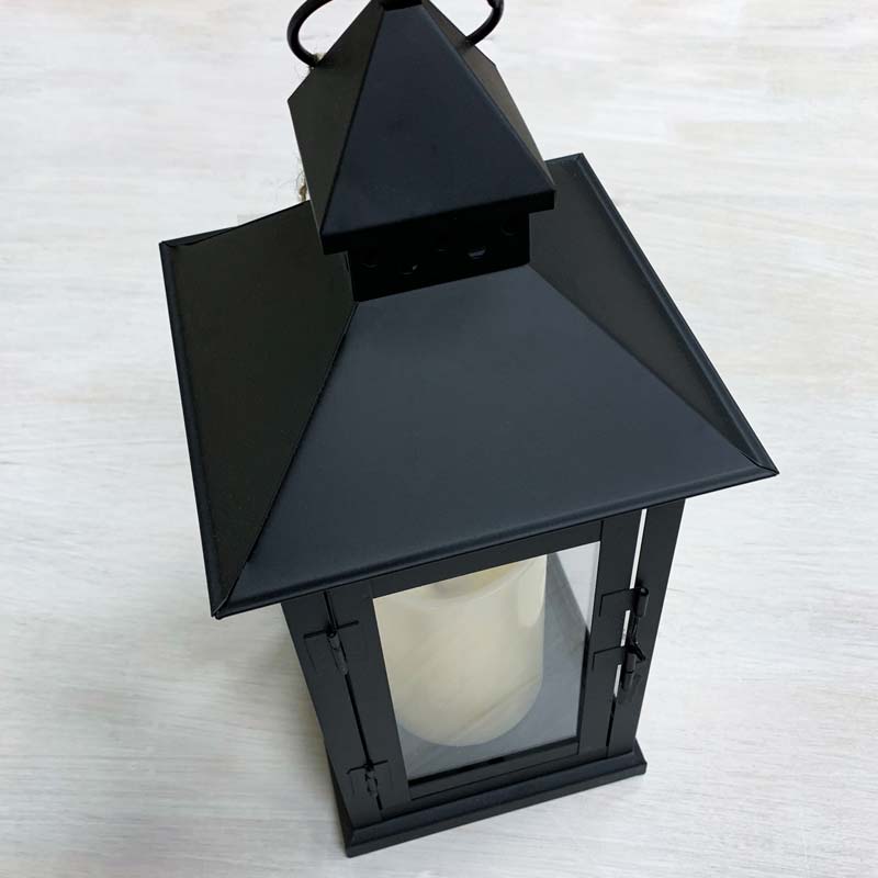 Northlight 15 LED Battery Operated Black Lantern with Flameless Candle