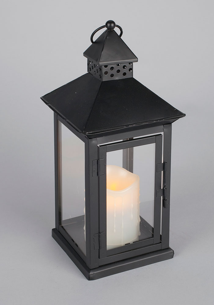 Led Metal Resin Battery Operated Flameless Candle Lantern W Timer Led Metal Resin Flameless Candle Lantern Black Square