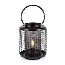 LED Metal & Resin Flameless Candle Black Square Lantern