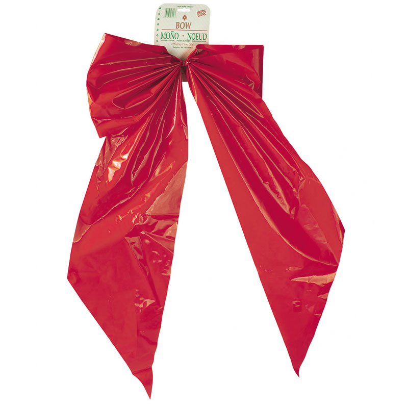2-Loop Red Plastic Christmas Bows - 18