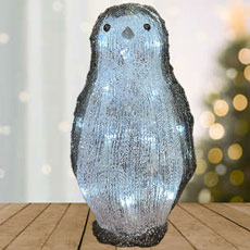 LED Acrylic Penguin Figure Cool White  KM-491032-PG