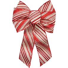 Burlap Christmas Bow - Red & White Stripe (12) 928878