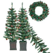 S/4 Pre-Lit Tree, Garland and Wreath Set 