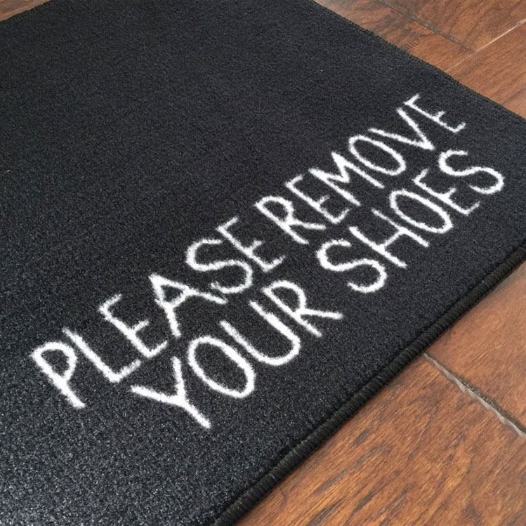 Please Remove Your Shoes Message Doormat Black