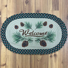 Welcome PINE CONES Braided Rug - 26'x17"                     EG2523