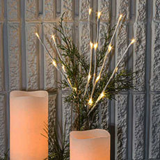 17" White Lighted Branch - 20 Warm White LED Lights