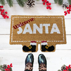 Christmas Outdoor Coir Doormat Welcome Santa - Natural  KM725839-WSC