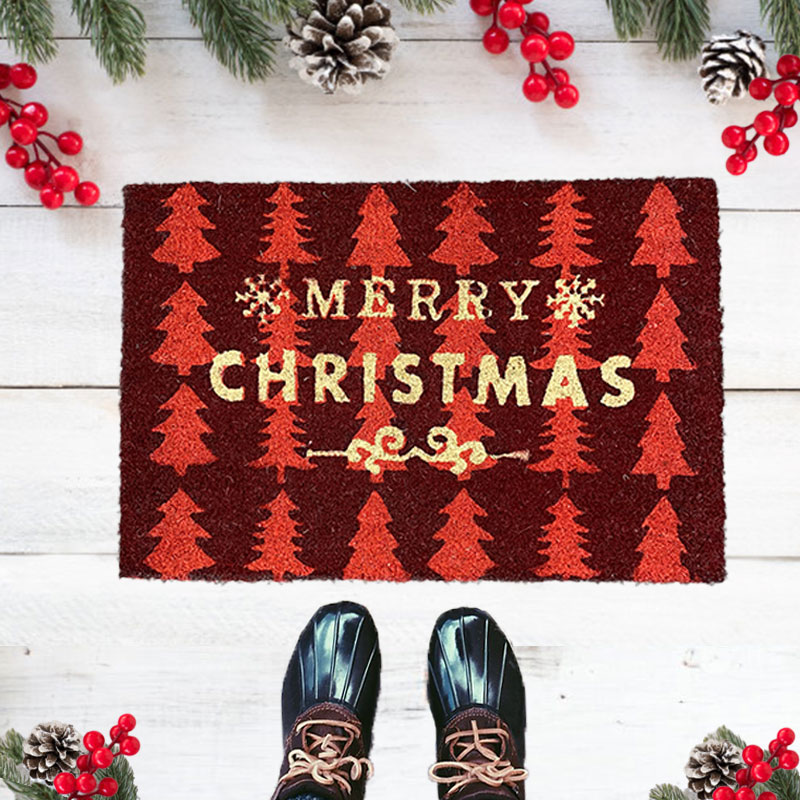 Christmas Outdoor Coir Doormat Merry Christmas - Red KM726198-MYC