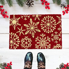 Christmas Outdoor Doormat Snowflakes - Red  KM726198-SNF