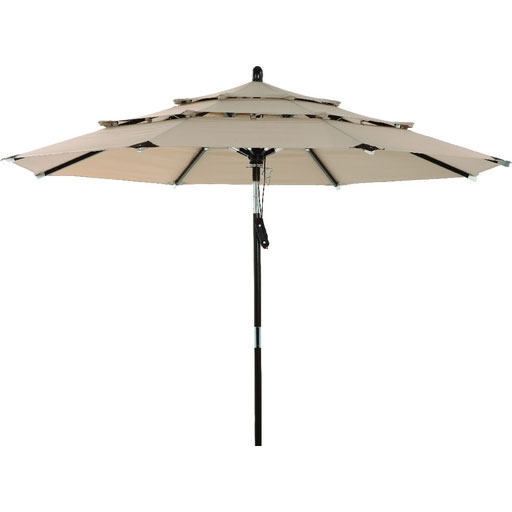 3 Tier Dark Wood Patio Umbrella Three Tier Tan Patio Umbrella