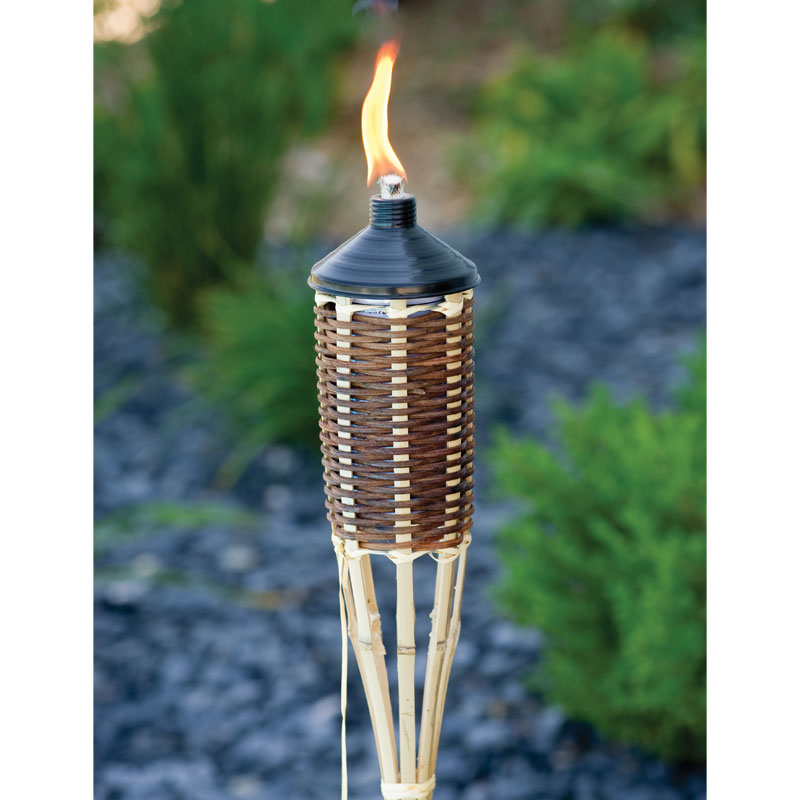 5' Brown Woven Bamboo Patio Torch