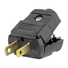 Leviton 2-Wire 2-Pole Hinged Cord Plug - Black