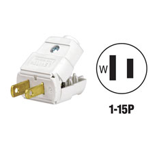 Hinged Male Cord Plug, White 2-Wire 2-Pole - 15A, 125V  507229