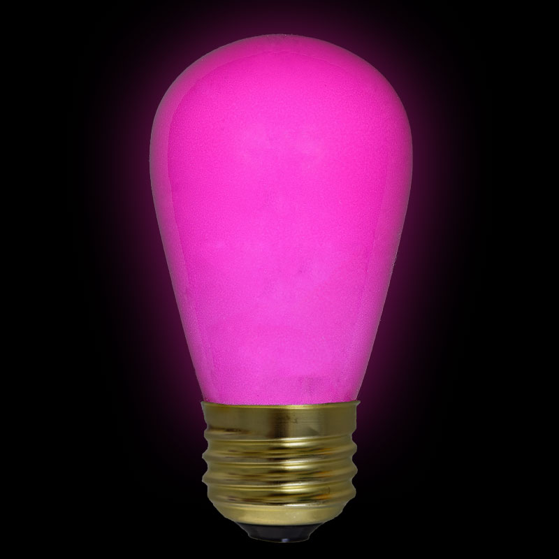 Pink Ceramic Commercial Light Bulb - 11 Watt S14 Medium Base  B11S14-PKC               