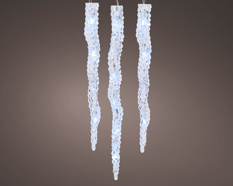 12 LED Icicle Lights 60 Bulbs Transparent Cool White