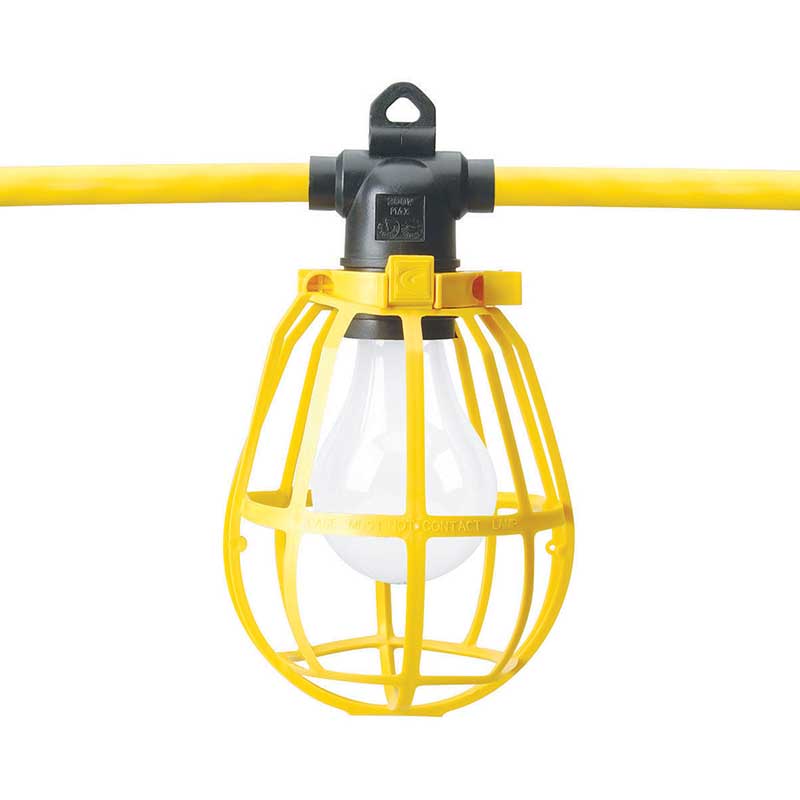 Woods Cord-O-Lite™ Temporary Light String Strand w/ Plastic Bulb Guard - 14/2 Cord - 100' Strand