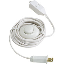 15' White Extension Power Cord w/ ON/OFF Foot Press Switch