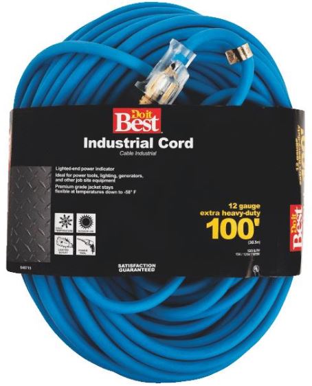 Extension Power Cord - 100 Foot - 12 Gauge 3 Wire