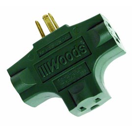 Woods [ADAPTER-GR] Heavy-Duty 3 Tap Grounded Outlet