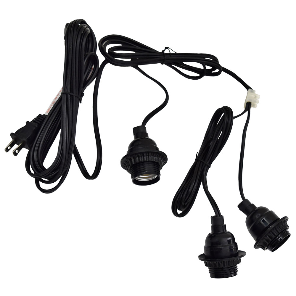 Triple Socket Lantern Light Strand Set - Black Wire