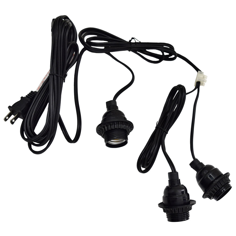 Triple Socket Lantern Light Strand Set Black Wire 39 Spacing