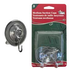 Medium Suction Cups w/ Hooks - 1 3/4" - 3 Pack