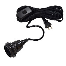 15.5' Black Single Lamp Socket Cord