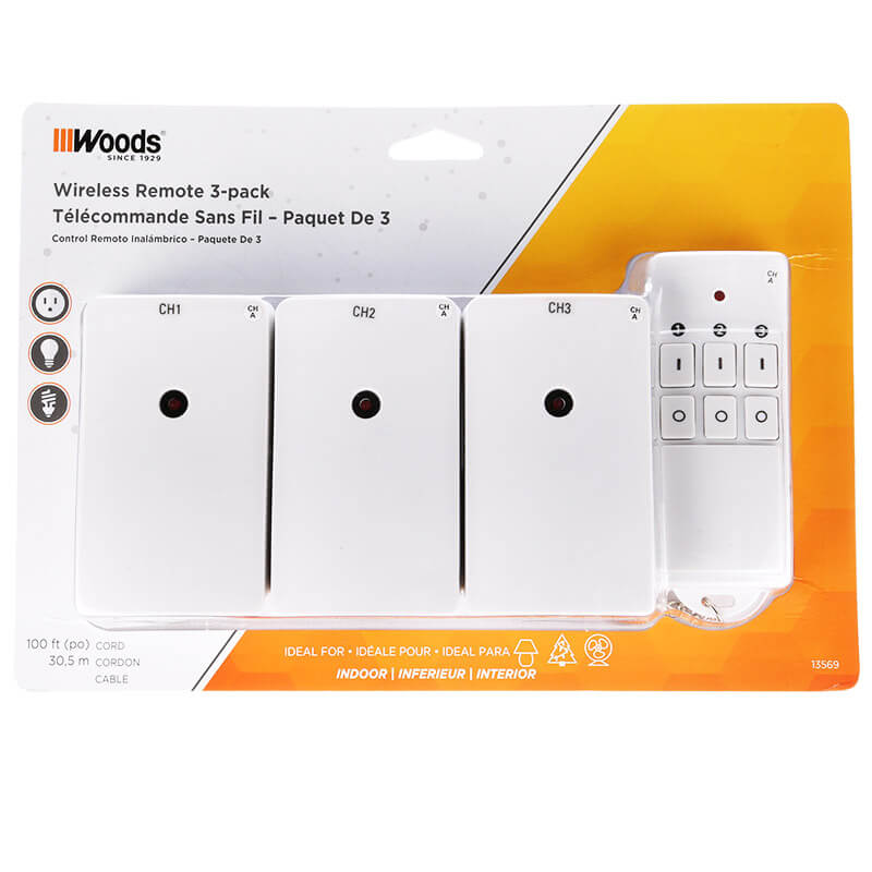 Woods Outdoor Wireless Remote, 3 Outlet