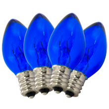 Replacement C7 Stringlight Bulbs - 4 Pack - Transparent Blue