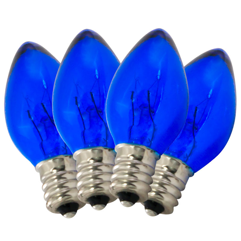 blue transparent C7 string light bulbs