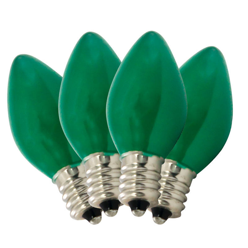 green ceramic C7 string light bulbs