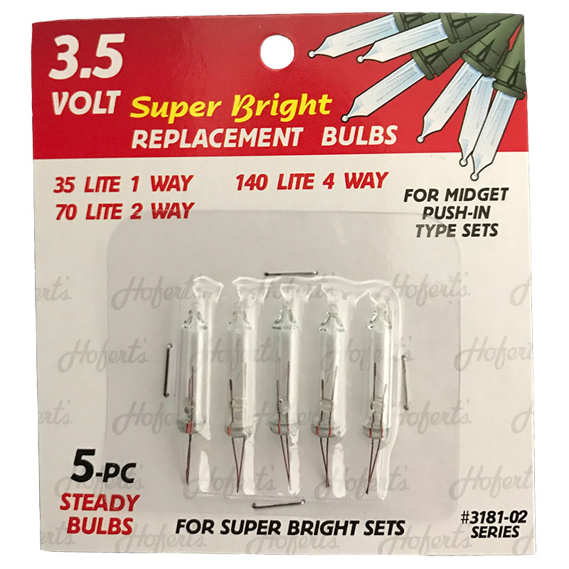 Replacement 3.5V Stringlight Bulbs - 5-Pack - Clear