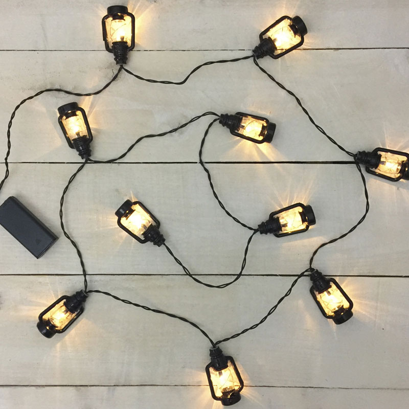 Black Lantern Led String Lights Battery Operated
