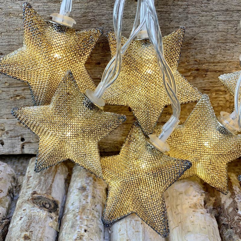Gold Mesh Star Led Battery Operated String Lights Mesh Star Led String Lights Battery Operated 10