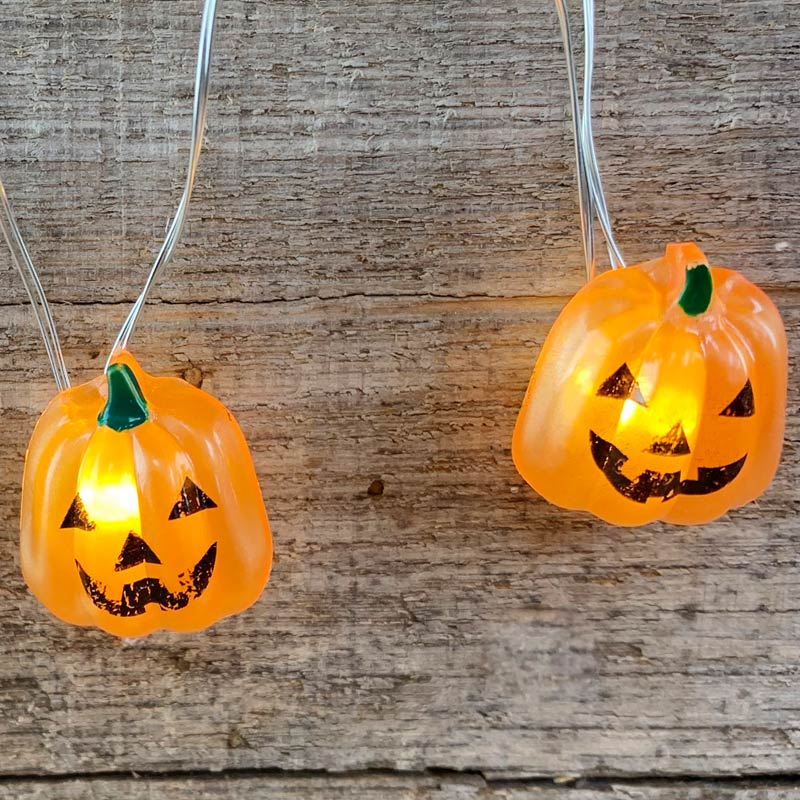 Mini String of Halloween Fairy LED Lights Battery Operated pumpkin Ghost Skull