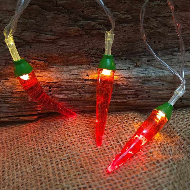 Red Chili Pepper Party String Lights - Battery Operated