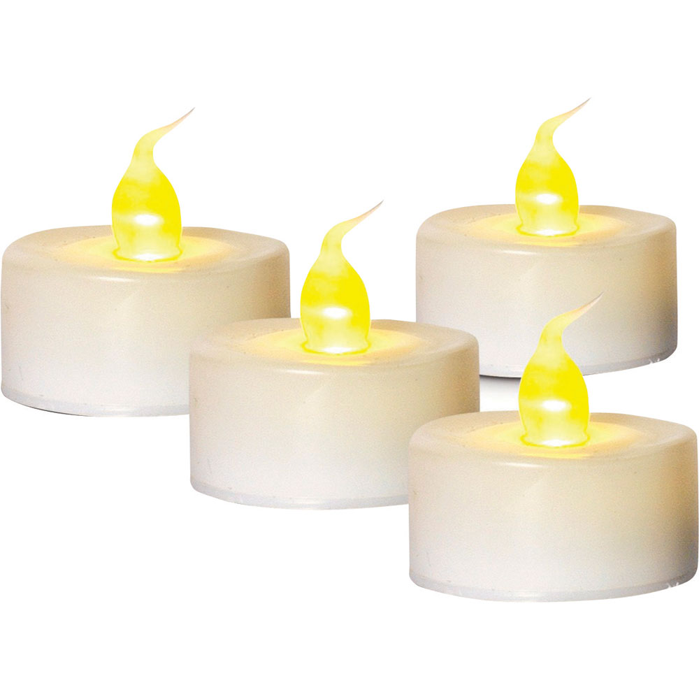 4 Pack White Battery Operated Tea Light Candle 