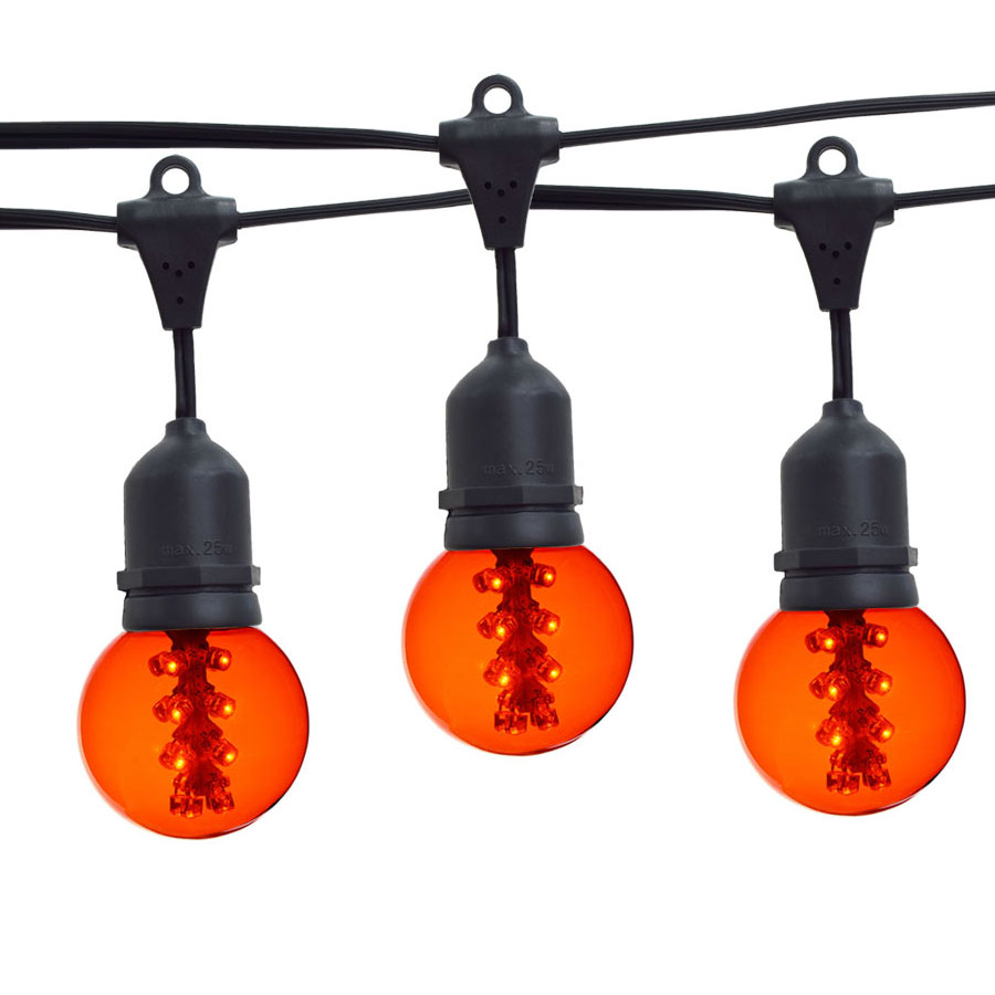21' Amber Designer LED Globe Light Strand Kit - Black Wire